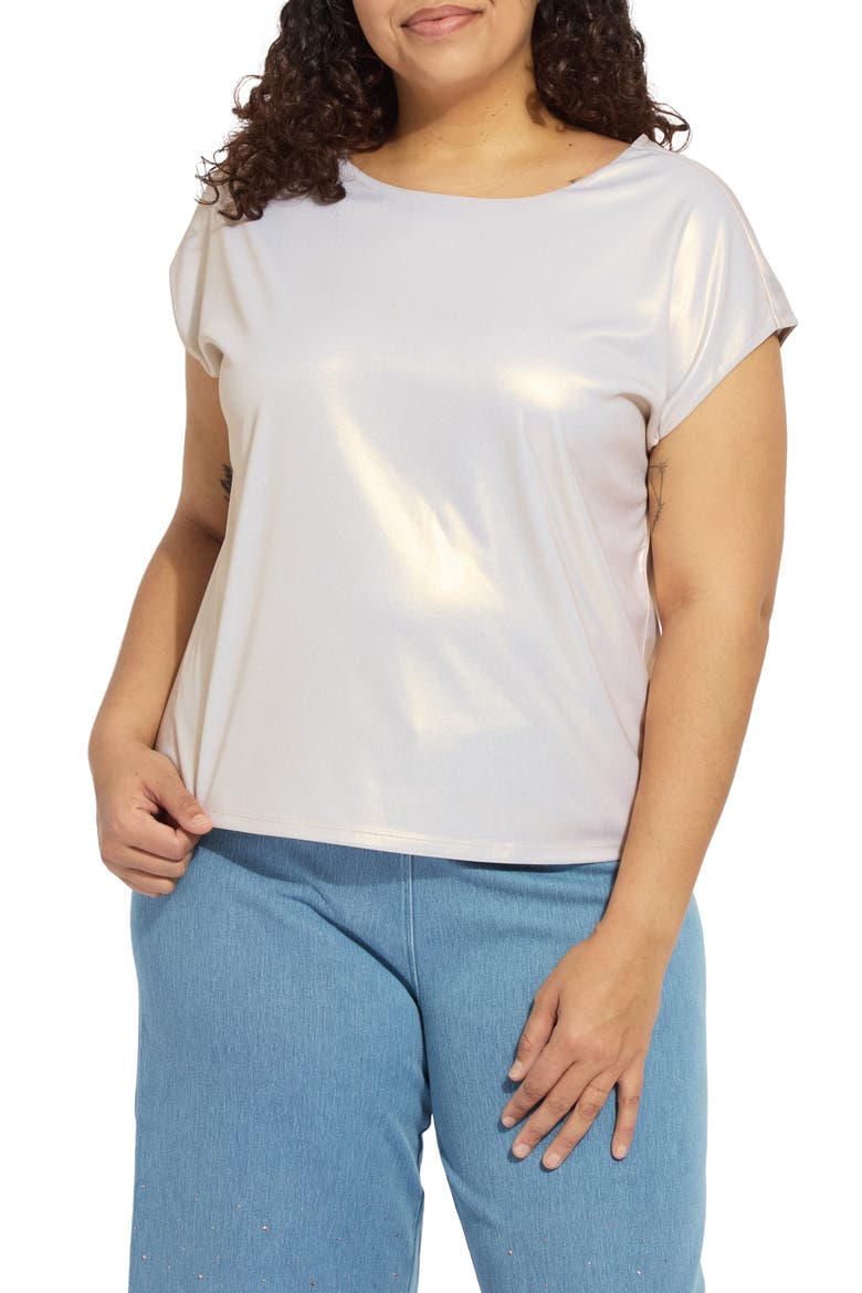 Foil Jersey Top, Main, color, WHITE GOLD