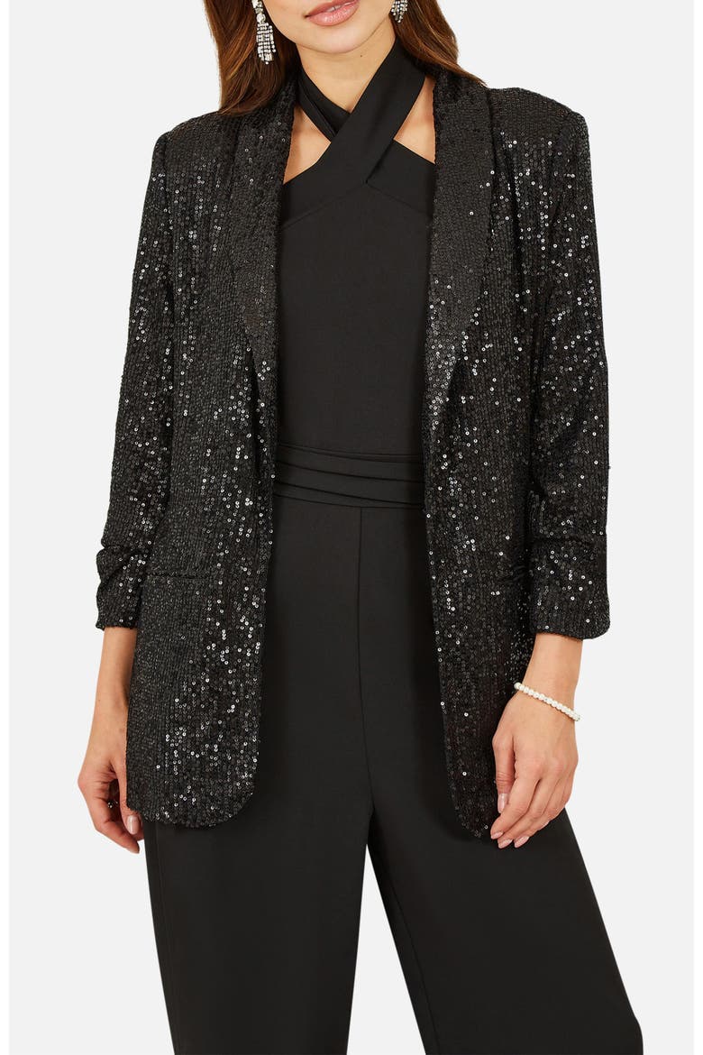 Sequin Blazer, Alternate, color, Black