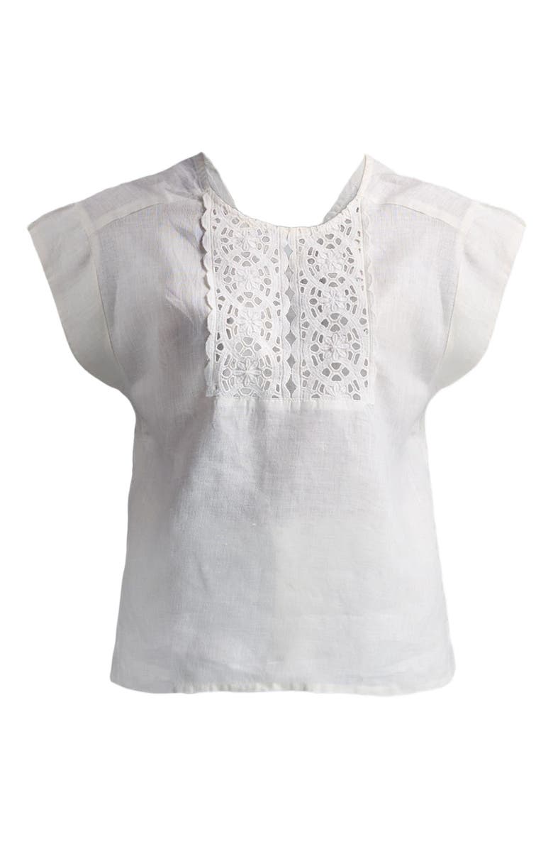 Reistor Boxy Top with Embroidered Lace Detail, Alternate, color, Shell Off-White