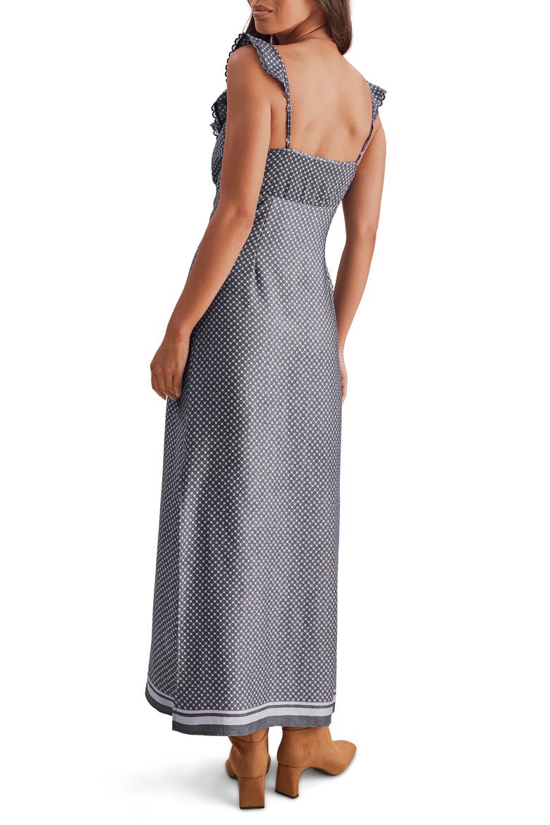 Baylee Ruffle Empire Waist Maxi Dress, Alternate, color, PURPLE ASH NAVY/ BLUE MIST
