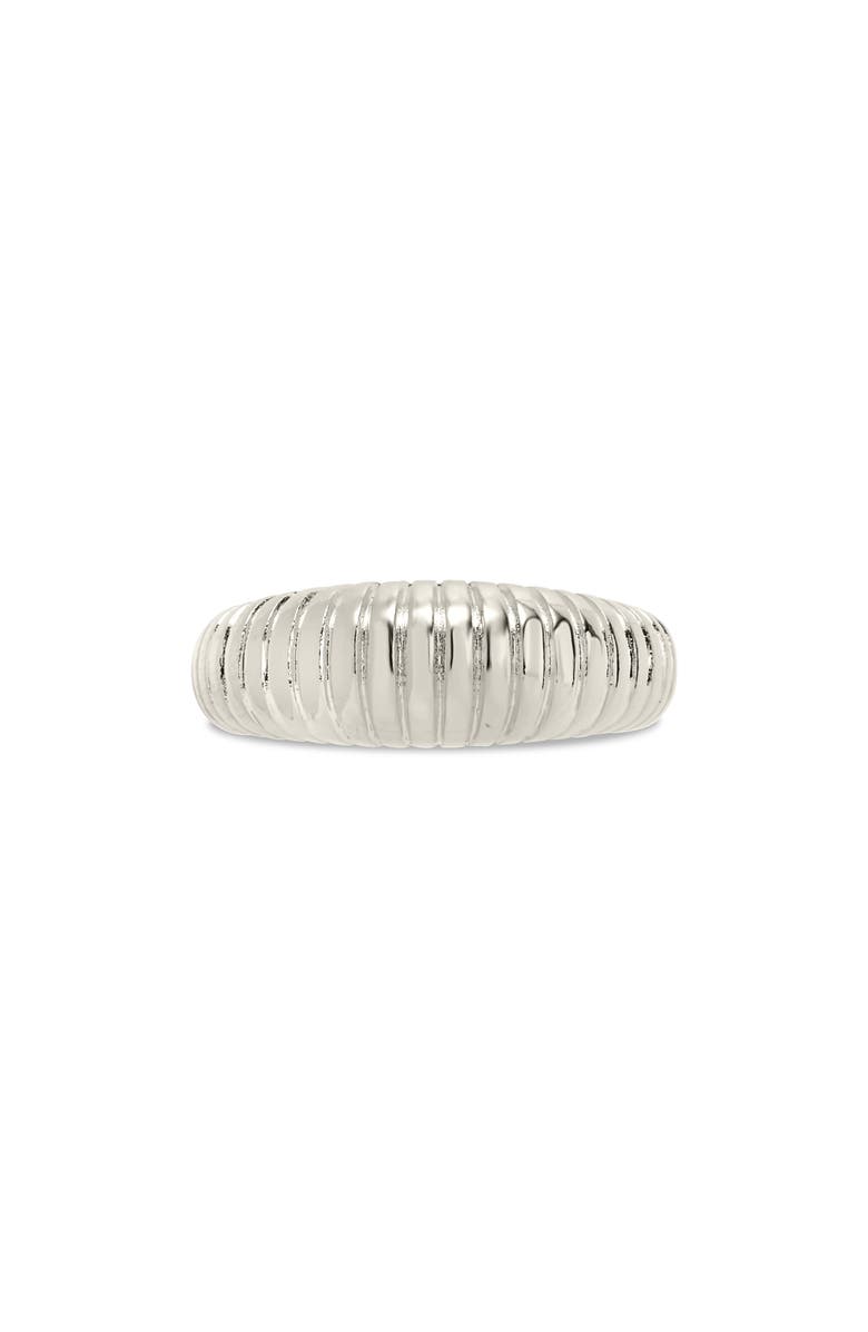 Sterling Forever Ribbed Open Bombe Ring, Alternate, color, Silver