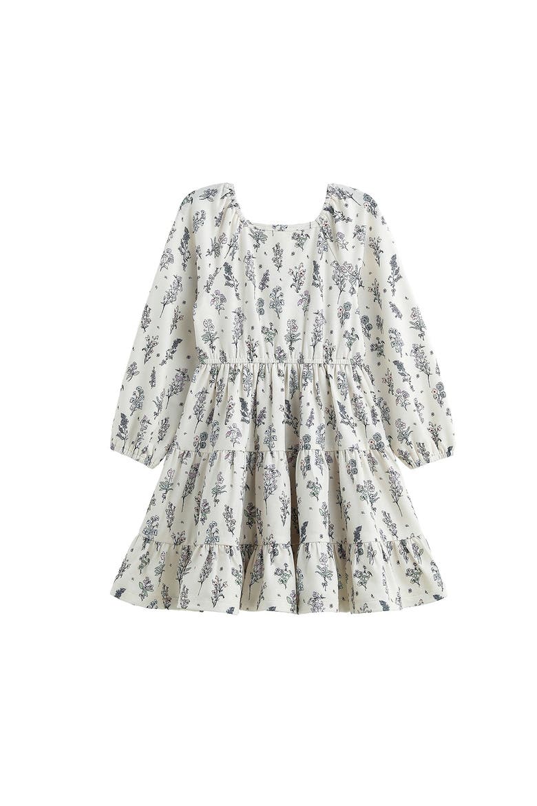 Gracie Long Sleeve Floral Square Neck Tiered Dress, Alternate, color, Purple