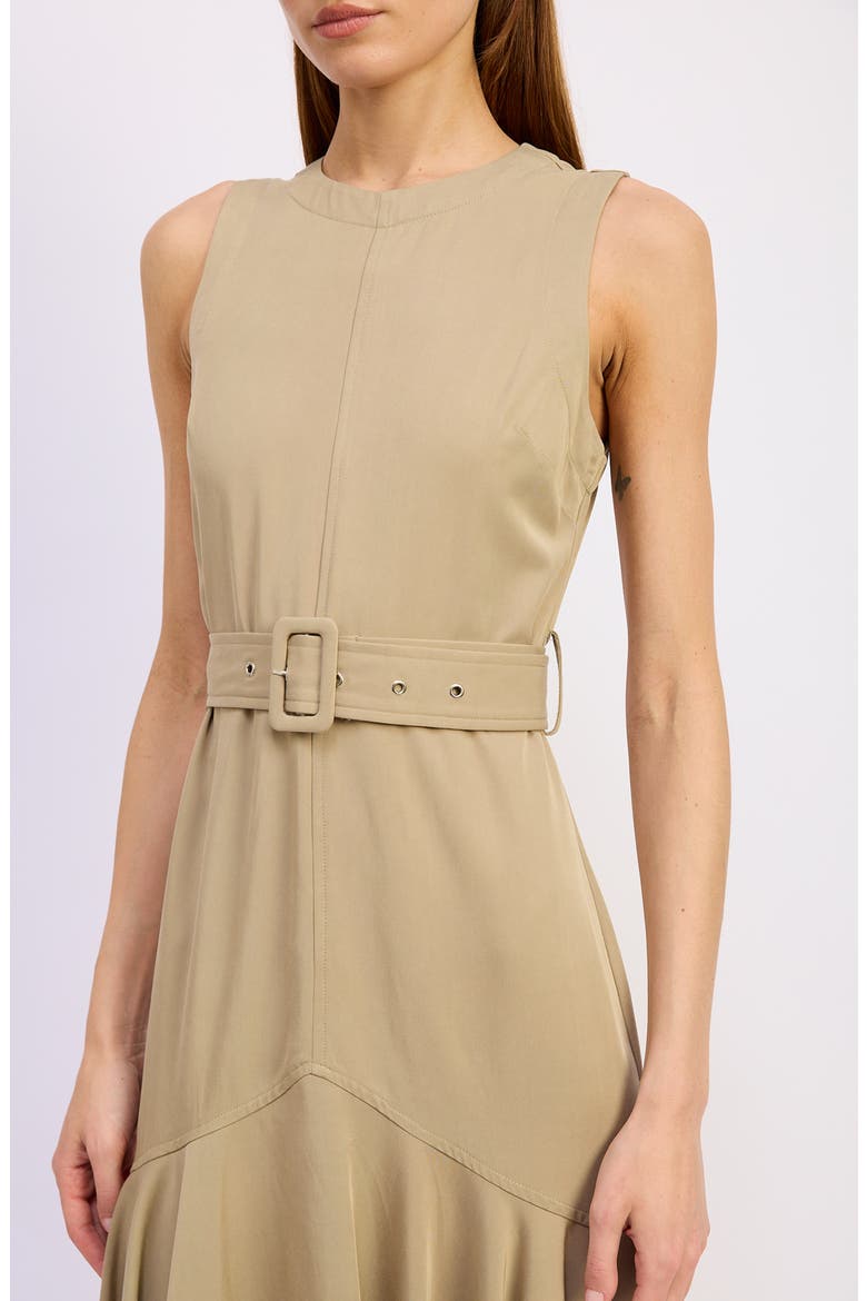 Autumn Belted Midi Dress, Alternate, color, KHAKI