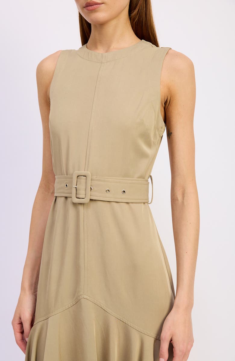 En Saison Autumn Belted Midi Dress, Alternate, color, Khaki