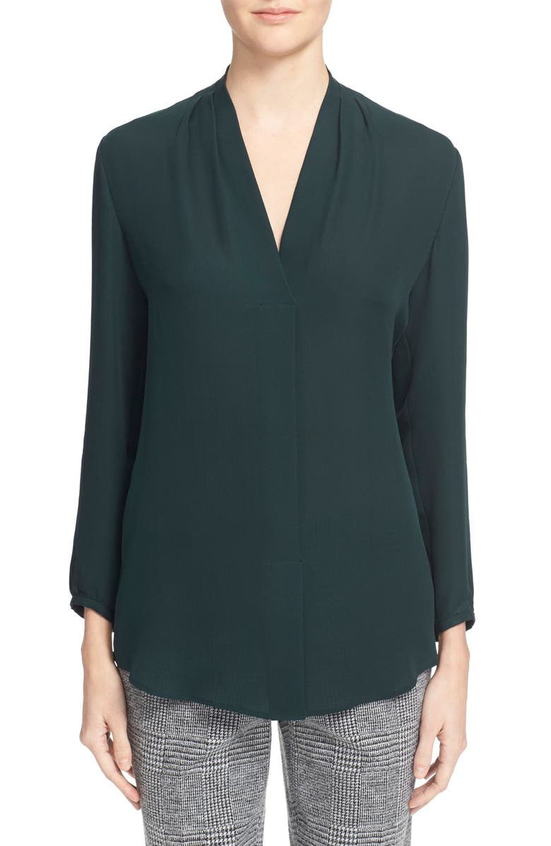 Theory 'Helona' V-Neck Silk Blouse, Main, color, 