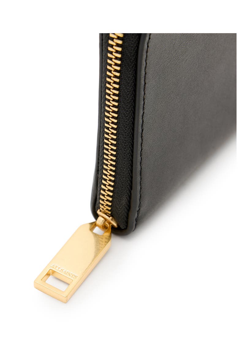 Lena Hex Leather Zip Wallet, Alternate, color, BLACK