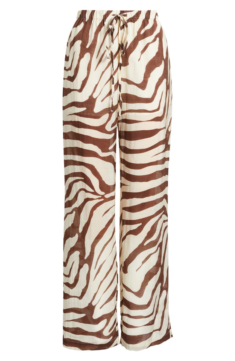 MANGO Koni Animal Print Wide Leg Pants, Alternate, color, Ecru