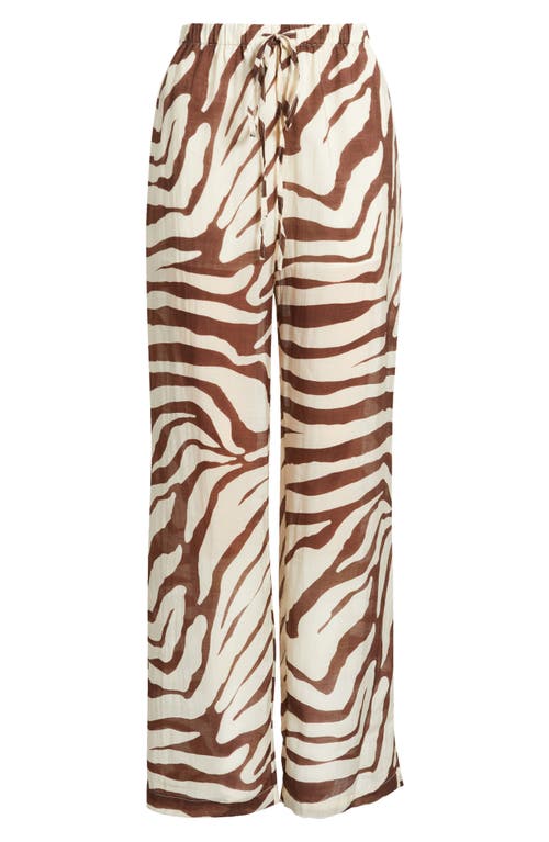 Mango Koni Animal Print Wide Leg Pants In Brown