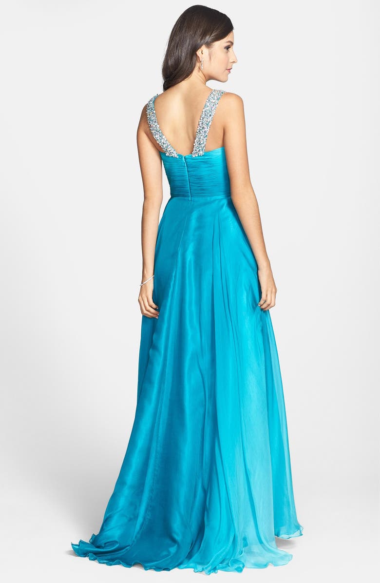 Sherri Hill Beaded Halter Cutout Chiffon Gown, Alternate, color, 