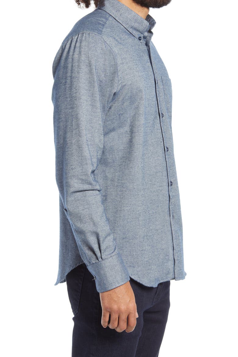 Herringbone Flannel Button-Down Shirt, Alternate, color, BLUE