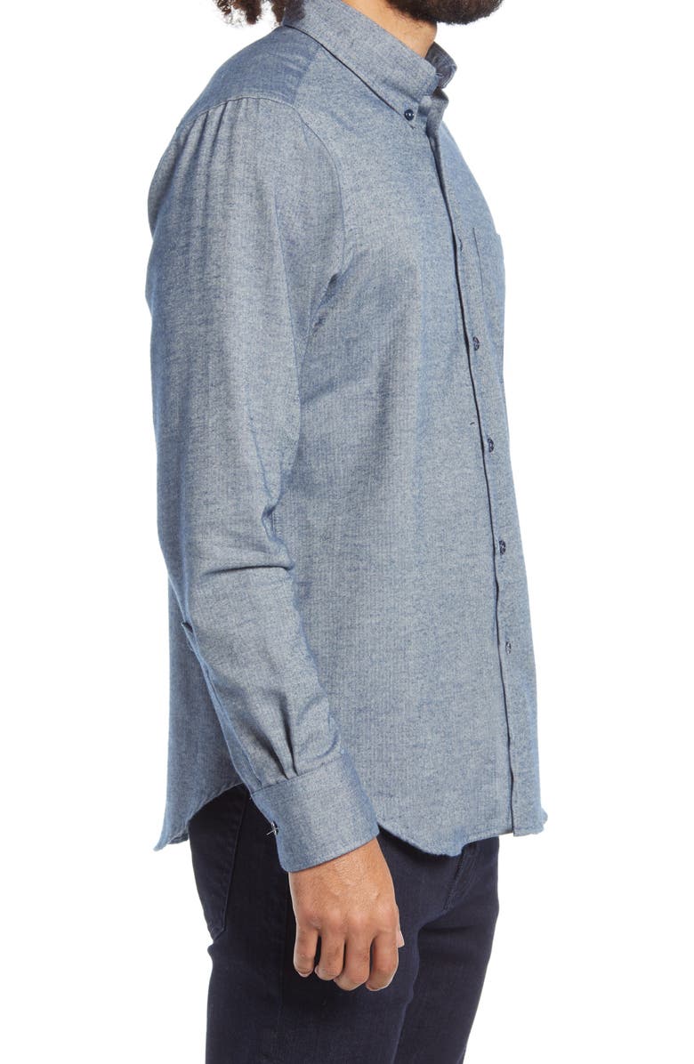 Naked & Famous Denim Herringbone Flannel Button-Down Shirt, Alternate, color,
