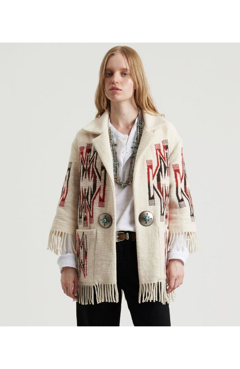 Fortela Freya Navajo Wool Blend Cardigan, Alternate, color, White