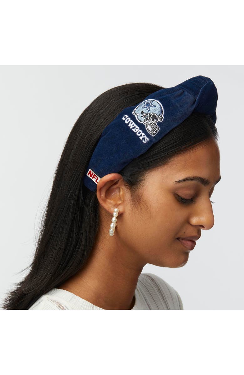 Lele Sadoughi Dallas Cowboys Embroidered Knotted Headband, Alternate, color, Navy Blue 400