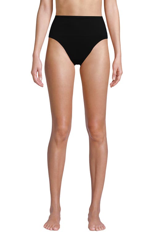 Lands' End Chlorine Resistant Smoothing Control High Waisted Bikini Bottoms In Black