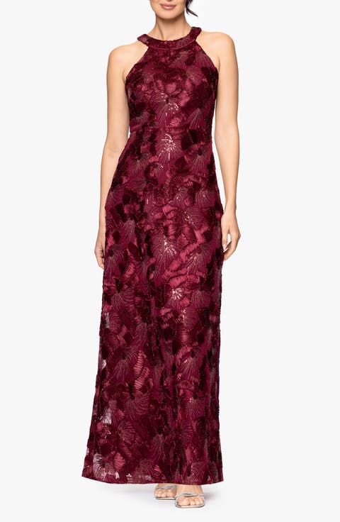 Sequin Soutache Sheath Gown