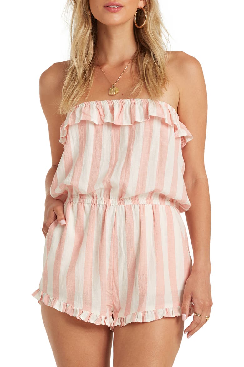 Pocket Flower Strapless Romper, Main, color, GPE-GEORGIA PEACH