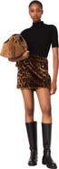 maje Leopard faux fur miniskirt