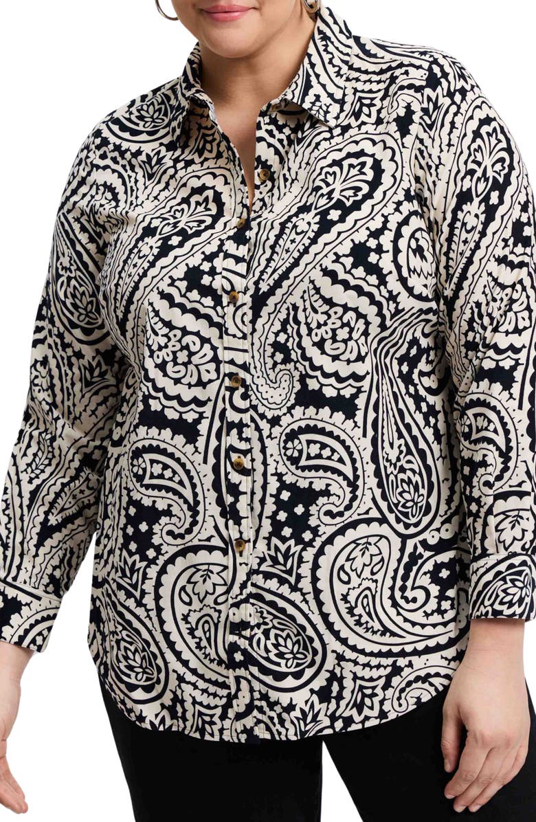Foxcroft Haven Paisley Cotton Corduroy Button-Up Shirt, Main, color,