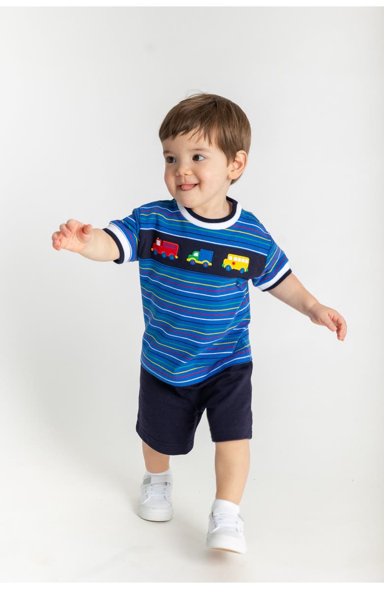 Florence Eiseman Stripe Knit Shirt With Vehicles, Alternate, color, Royal Multicolor