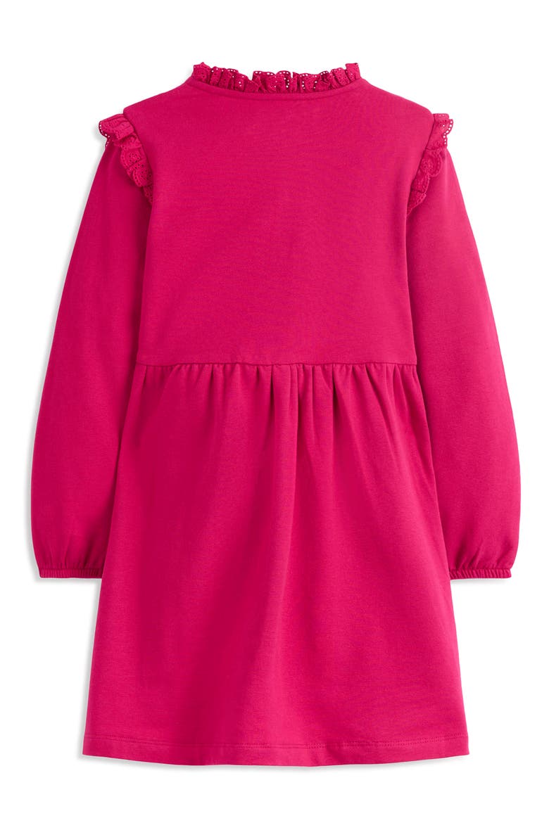 Kids' Ruffle Accent Long Sleeve Cotton Sweatshirt Dress, Alternate, color, CHERRY JAM