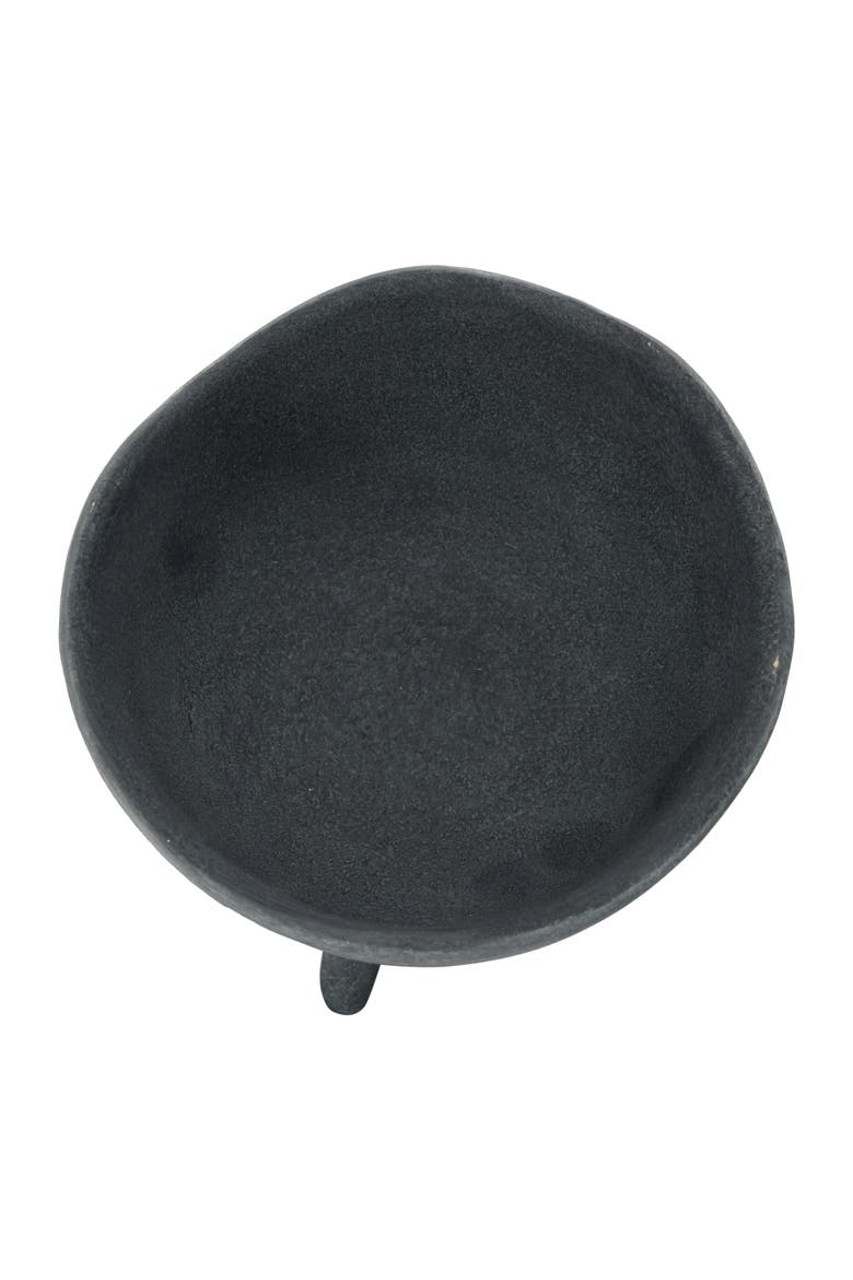 Boho Terracotta Footed Bowl, Slate Grey, Alternate, color, Black