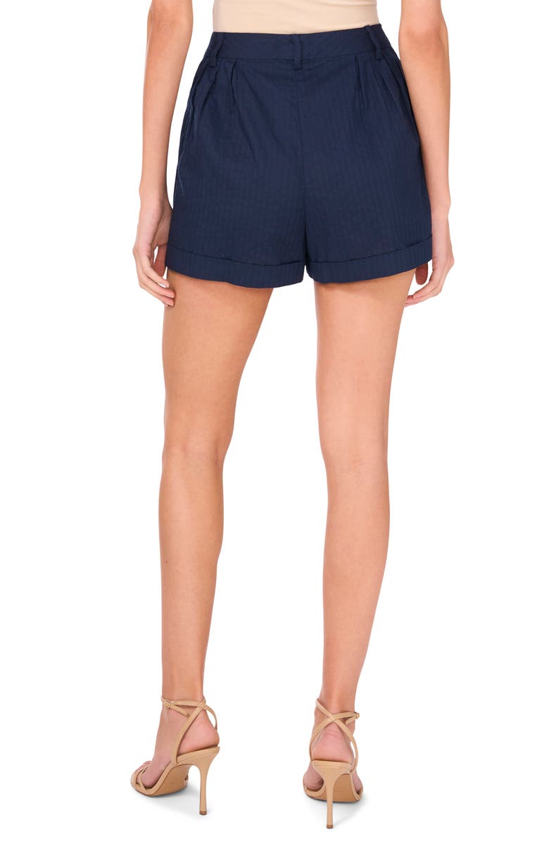1.STATE Pleated High Waist Dobby Stripe Cotton Shorts, Alternate, color, Indigo Night