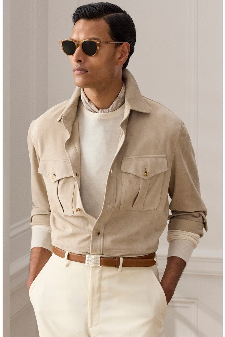 Barron Desert Fade Suede Shirt Jacket, Alternate, color, CLAY