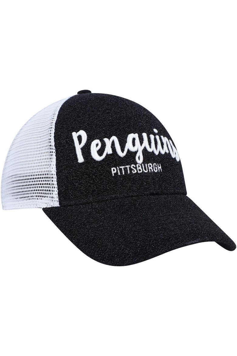 Women's '47 Black/White Pittsburgh Penguins Encore MVP Trucker Snapback Hat, Alternate, color, Black