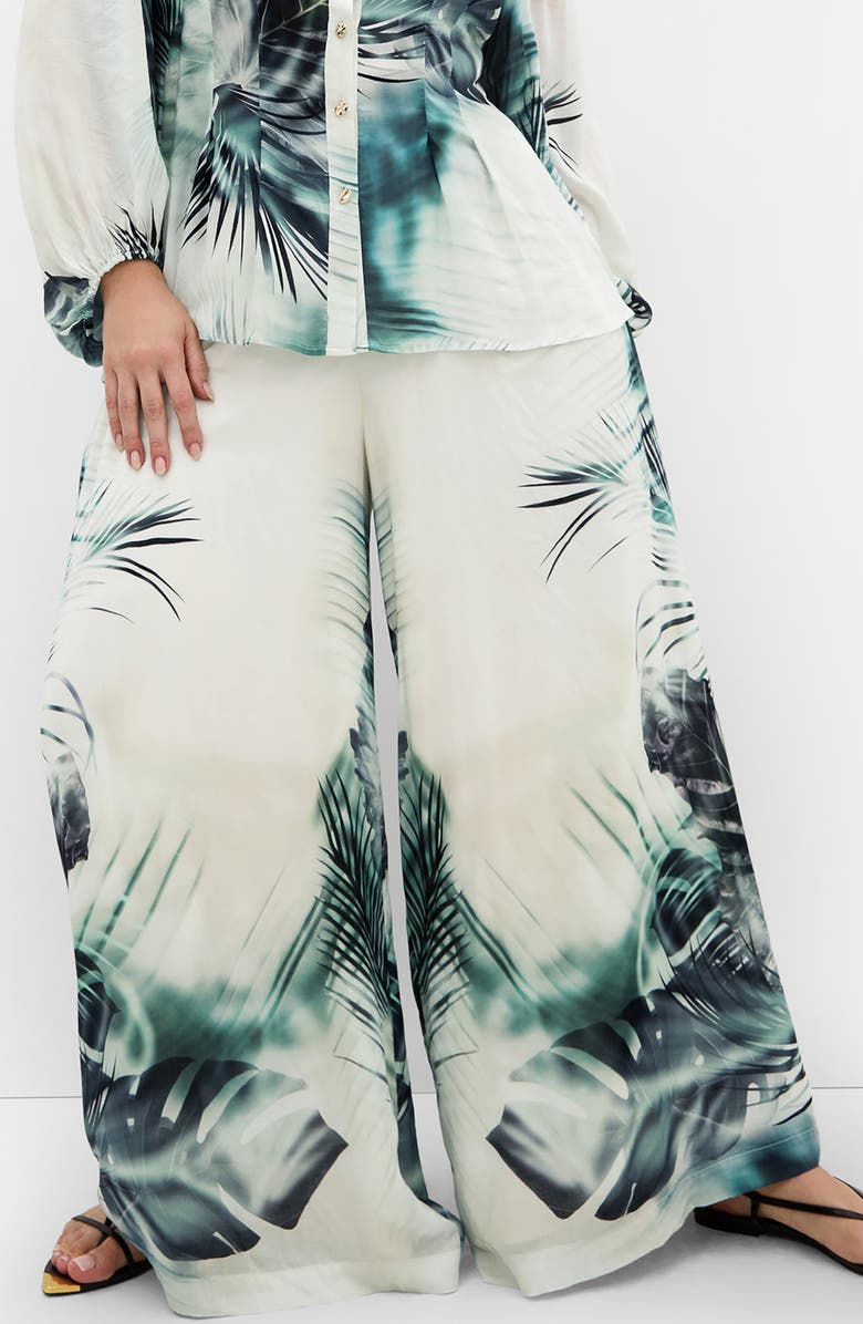 City Chic Piper Wide Leg Pants, Alternate, color, Shadow Palm