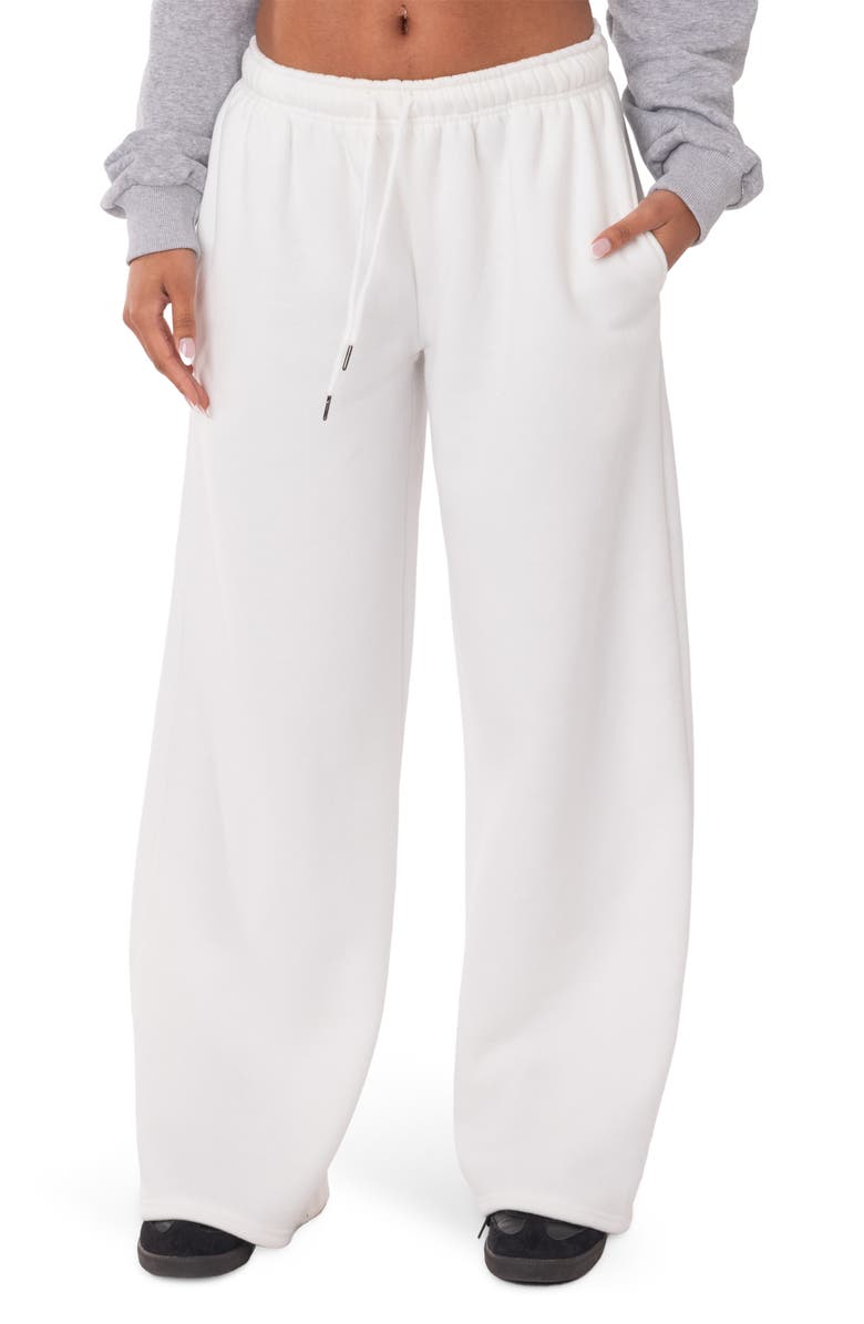 EDIKTED Kamari Low Rise Wide Leg Sweatpants, Main, color, White