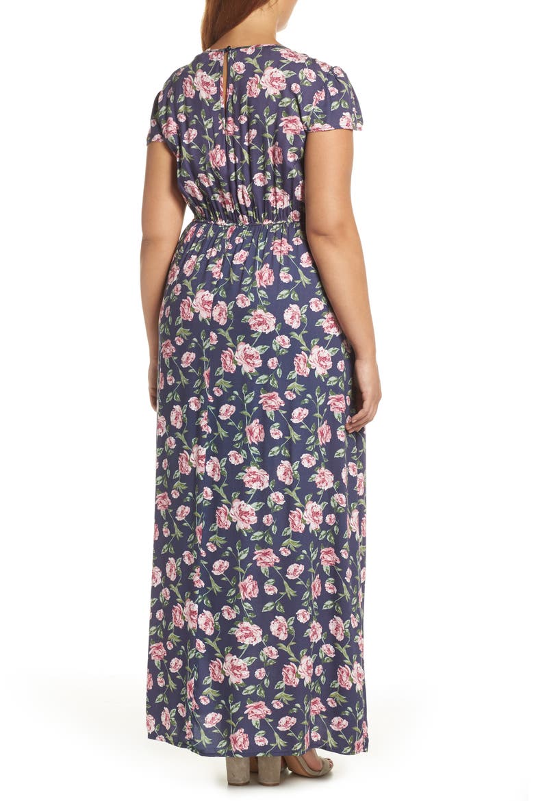 Floral Maxi Dress, Alternate, color, NAVY FLORAL
