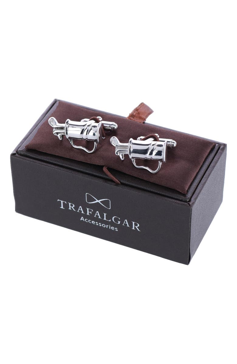 Trafalgar Golf Bag Sterling Silver Cuff Links, Alternate, color,