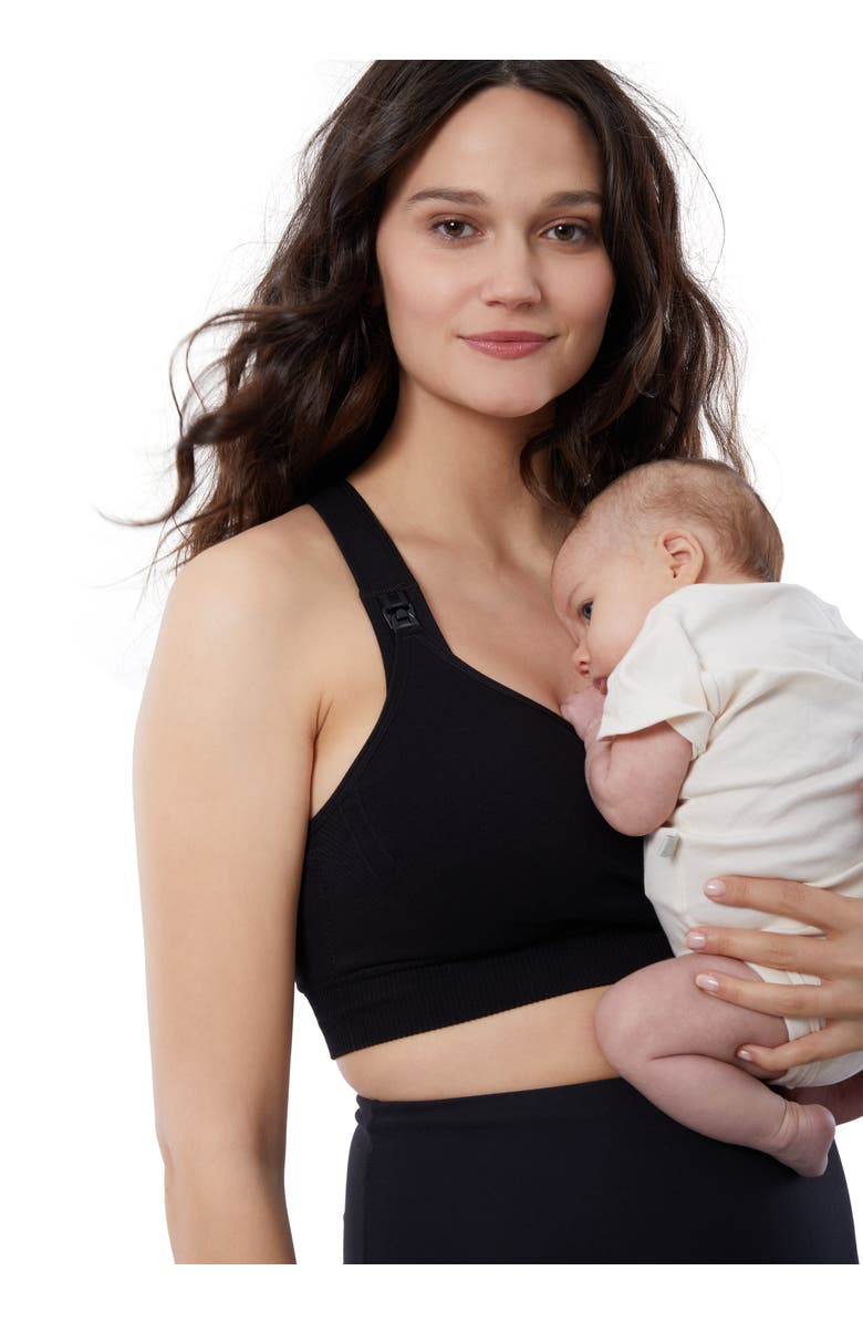 Ingrid & Isabel Seamless Maternity & Nursing Sports Bra Bundle, Alternate, color, Black/Black