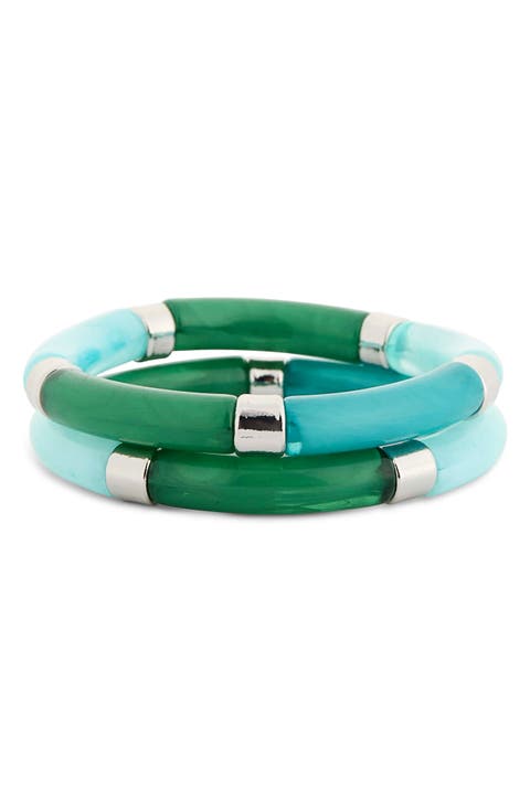 2-Pack Resin Tube Stretch Bracelets