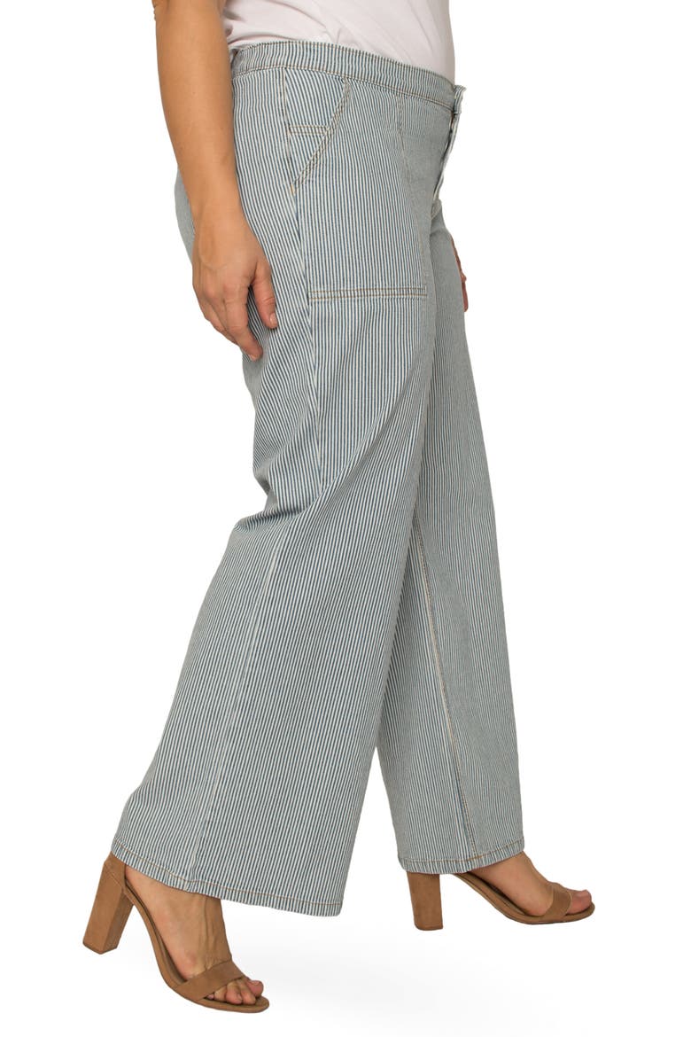 Mona High Waist Stripe Wide Leg Jeans, Alternate, color, MID BLUE