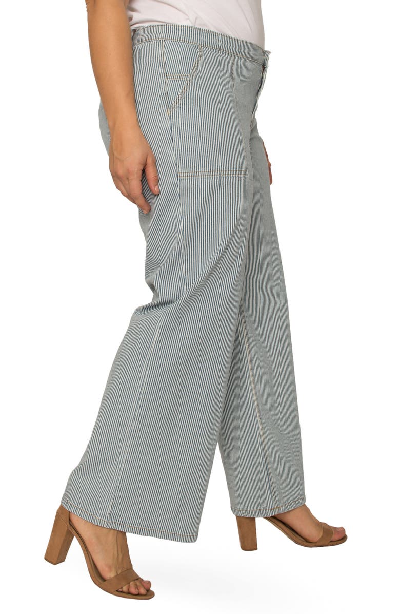 Standards & Practices Mona High Waist Stripe Wide Leg Jeans, Alternate, color, Mid Blue