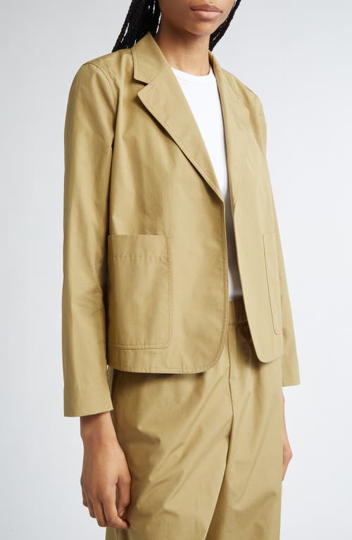 Lafayette 148 Organic Cotton Poplin Cropped Boyfriend Blazer In Brown