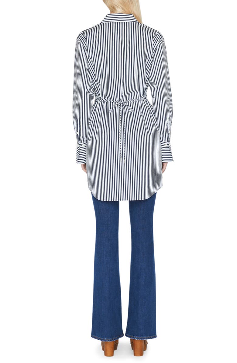 FRAME Stripe Tie Waist Long Sleeve Organic Cotton Shirtdress, Alternate, color, 