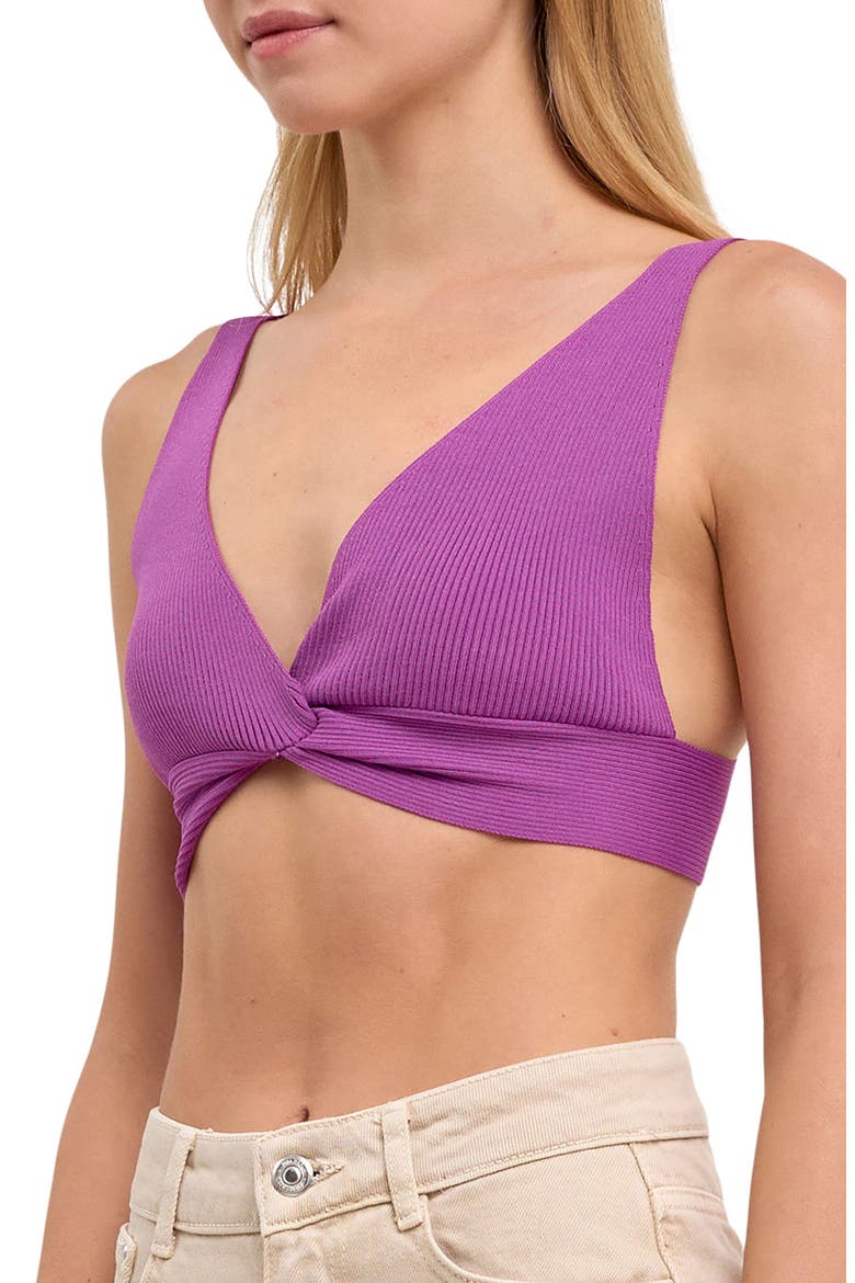 Twisted Ribbed Bralette Top, Alternate, color, GRAPE