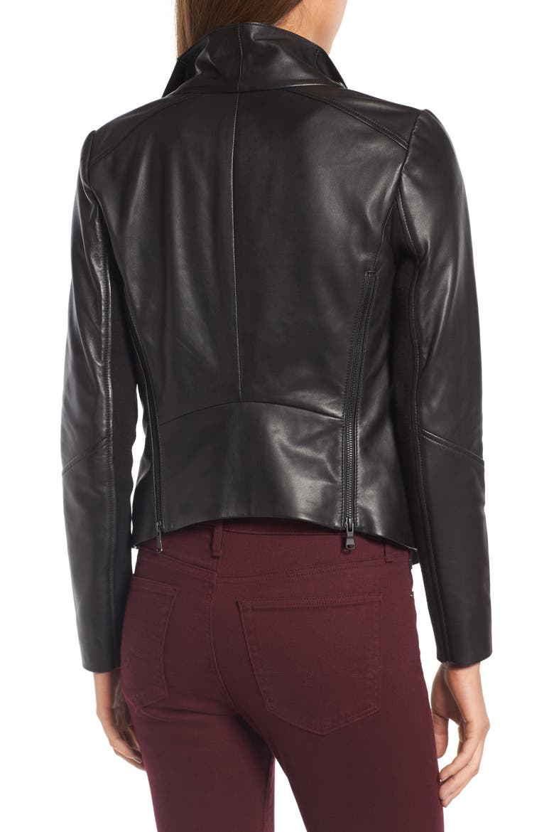 Raw Edge Leather Jacket, Alternate, color, BLACK