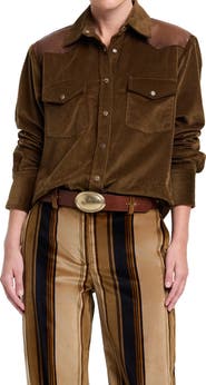 TWP Cowboy Take Me Away Corduroy Shirt with Leather Yoke