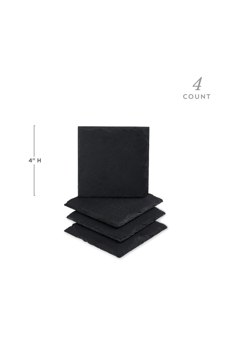 Square Slate Coasters Set of 4, Alternate, color, Black