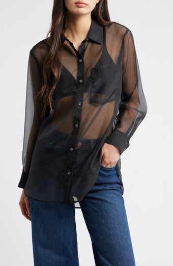 Sofiya Sheer Oversize Button-Up Shirt