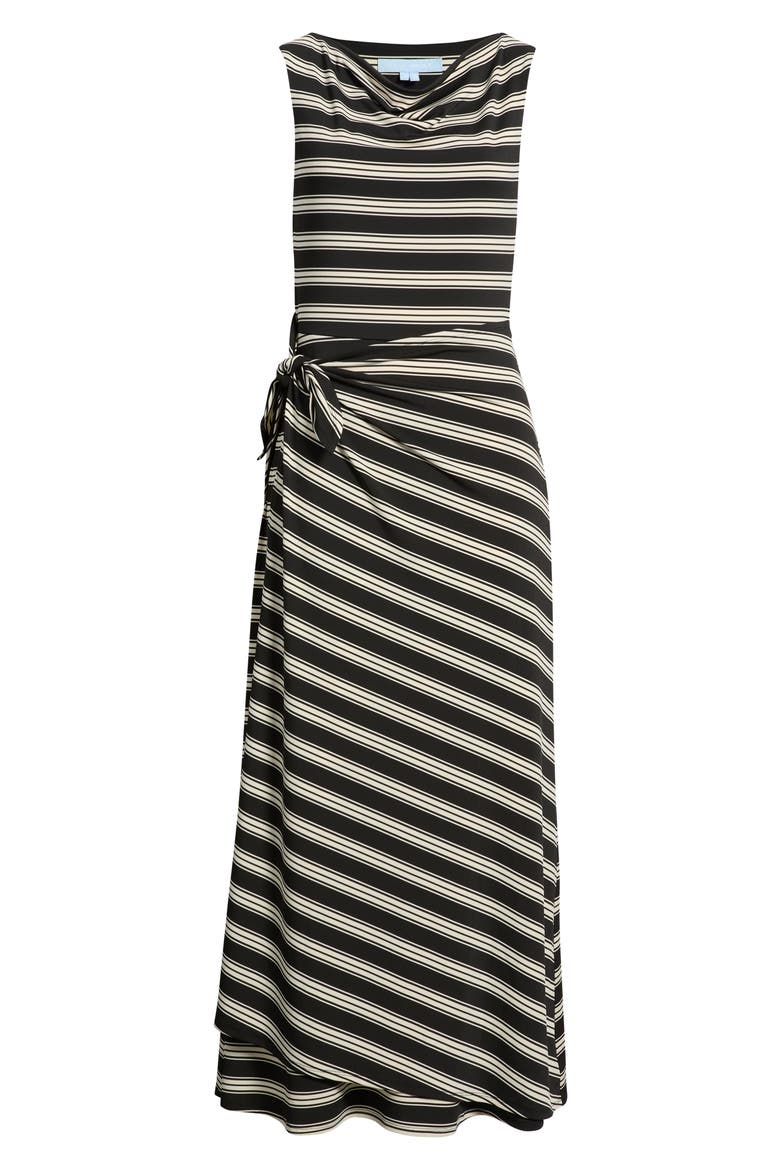 Jayne Rope Stripe Sleeveless Faux Wrap Midi Dress, Alternate, color, BLACK/ WHITE ROPE STRIPE