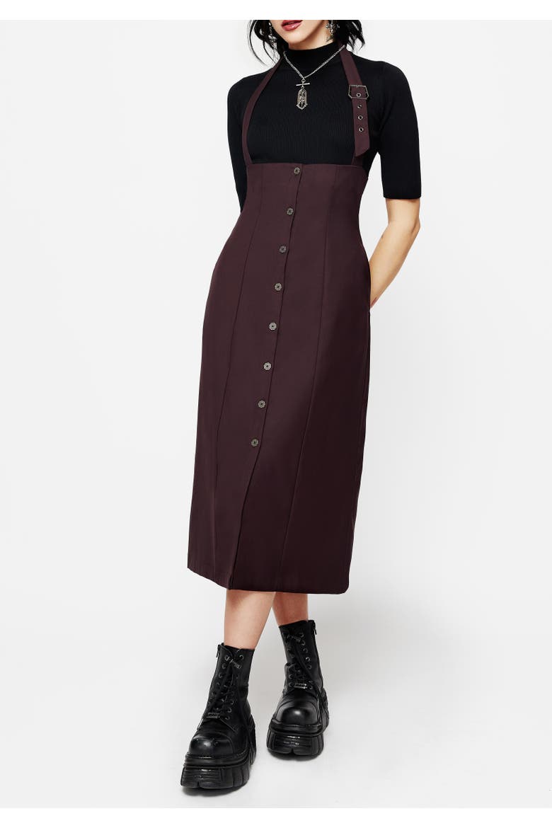 New Age Halter Neck Pinafore Midi Dress, Alternate, color, Purple