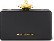 Mac Duggal Nappa Leather Gold Rose Detail Box Clutch Bag