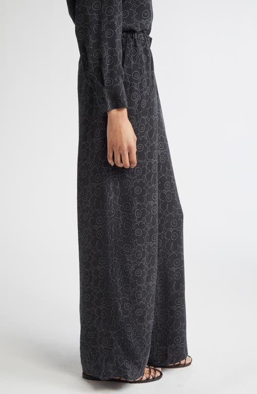Marimekko Oanet Piirto Unikko Wide Leg Pants In Black