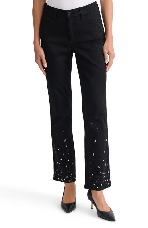 Lexington Embellished Mid Rise Straight Leg Jeans