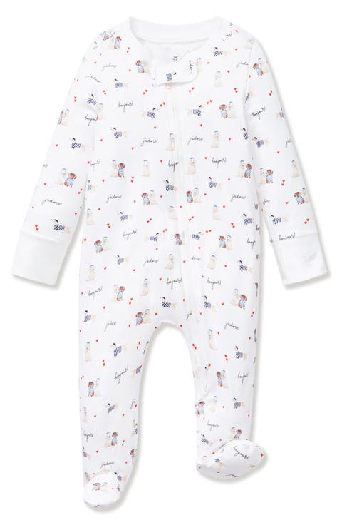 Print Pima Cotton Zip Footie (Baby)