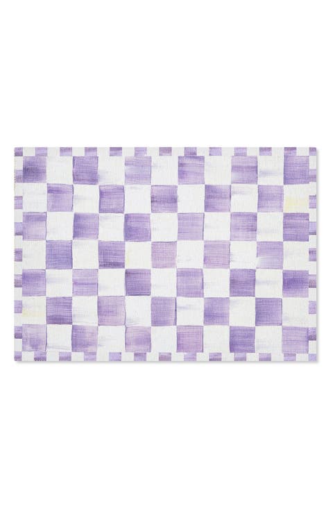 Violet Check Washable Rug